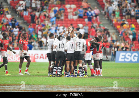 Singapour. 17 avr, 2016. Groupe de l'équipe de Fidji (FIJ), le 17 avril 2016 - Rugby Sevens World Series HSBC : Singapour, match de rugby à VII au Kenya et Fidji (Cup) au Stade National de Singapour. © Haruhiko Otsuka/AFLO/Alamy Live News Banque D'Images