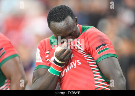 Singapour. 17 avr, 2016. Oscar Avugwi Ayodi (KEN), le 17 avril 2016 - Rugby Sevens World Series HSBC : Singapour, match de rugby à VII au Kenya et Fidji (Cup) au Stade National de Singapour. © Haruhiko Otsuka/AFLO/Alamy Live News Banque D'Images