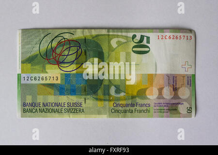 Billet de 50 francs suisses, publié pour la première fois 1995, doté d'une illustration de Sophie Taeuber-Arp. Banque D'Images