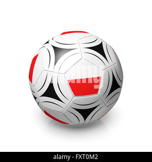 Un football avec un drapeau polonais, le rendu 3D sur un fond blanc. Banque D'Images