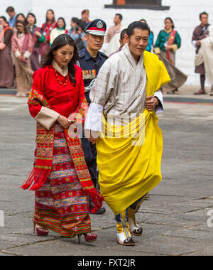 Le roi Jigme Khesar Namgyel Wangchuck et Reine Jetsun Pem du Bhoutan Banque D'Images