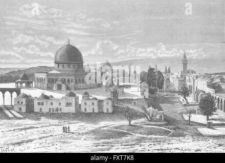 Israël : la mosquée Jerusalem-Omar, antique print c1885 Banque D'Images