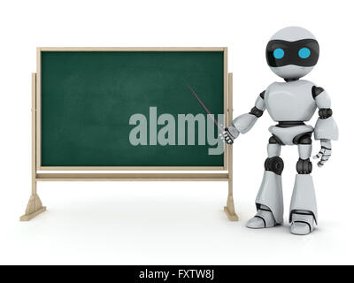 Robot-e-learning (fait en 3d, sur fond blanc) Banque D'Images