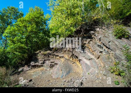 Rock face en carrière à Borghagen à Usseln, district de Medebach dans le Hochsauerland Banque D'Images