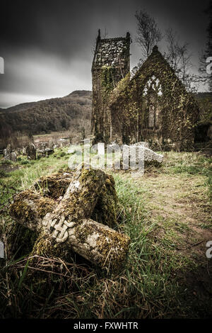 Ruines de l'église St Mary, Tintern, Monmouthshire, Wales, UK Banque D'Images