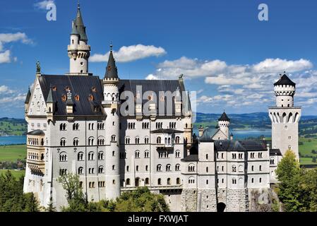 L'Allemagne, la Bavière, le château de Neuschwanstein, Hohenschwangau, plus beaux châteaux en Allemagne, meilleur allemand châteaux, romantique, belle, le Roi Louis, château de conte de fées, légendaire, célèbre, plus connu château allemand, voyage, tourisme, Allemagne du Sud, à l'horizontale, s Banque D'Images