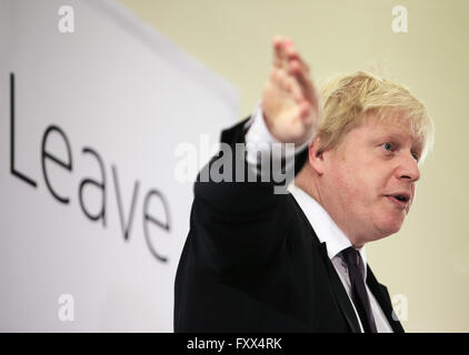 Newcastle-upon-Tyne, Tyne et Wear/UK - 16 AVRIL 2016 - Le maire de Londres Boris Johnson à un vote laisser rassemblement à Newcastle Banque D'Images