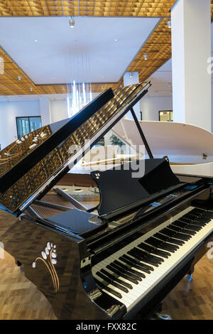 Sur l'affichage, pianos Steinway Hall, NYC, USA Banque D'Images