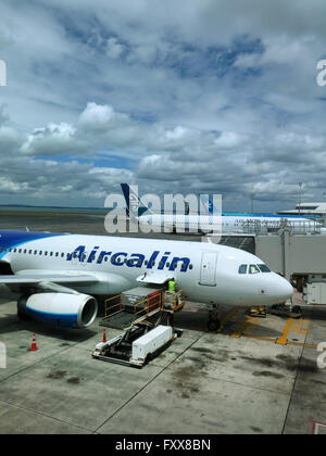 Air Calin Airbus A320/23 à l'aéroport d'Auckland, Nouvelle-Zélande Banque D'Images