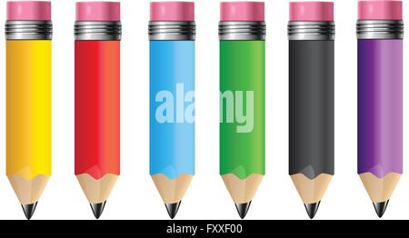 Ce vecteur est réalisé en utilisant illustrator.Crayons avec six couleurs différentes. Illustration de Vecteur