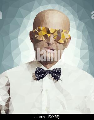 Vector illustration de l'homme chauve à lunettes fashion Illustration de Vecteur