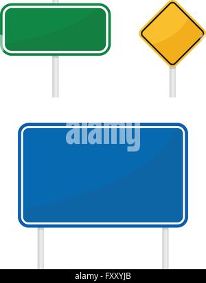 Blanc bleu jaune vert warging la circulation de l'information signe isolé Illustration de Vecteur