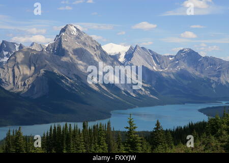 Vue sur le lac Maligne de collines Bald Trail, Jasper National Park, Alberta, Canada Banque D'Images