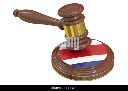 Wooden Gavel avec drapeau du Costa Rica, 3D Rendering Banque D'Images