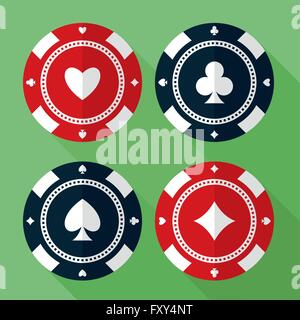 Ensemble de jetons casino télévision vector icons Illustration de Vecteur