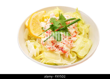 Une salade de fruits de mer surmontée d'échalote et le persil Banque D'Images