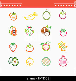 Ensemble d'icônes en ligne relatifs à divers fruits Banque D'Images