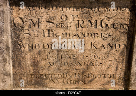 Sri Lanka, Kandy, cimetière historique de garnison, 1829 grave militaire Banque D'Images