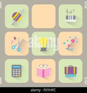 Différentes icônes représentant l'éducation Banque D'Images