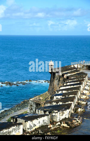 Guérite (garita) et batterie de Santa Barbara, San Felipe del Morro Castle, Site Historique National de San Juan, Puerto Rico Banque D'Images