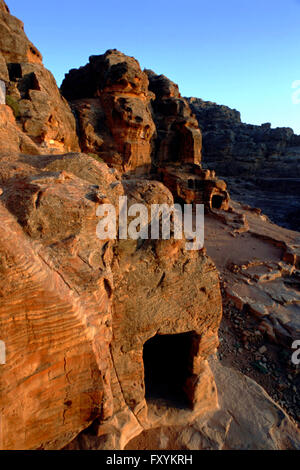 Vue aérienne d'un tombeau, Petra, Jordanie. Banque D'Images