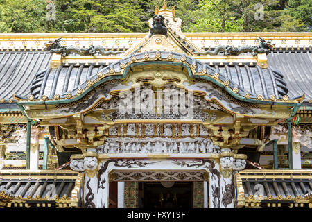 Détail de l'édifice de culte principal, Toshogu, Nikkō, Tochigi Prefecture, Japan Banque D'Images