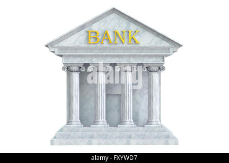 Bank Building, 3D Rendering isolé sur fond blanc Banque D'Images