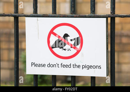 Veuillez ne pas insérer le signe de pigeons sur les rails au Royaume-Uni Banque D'Images