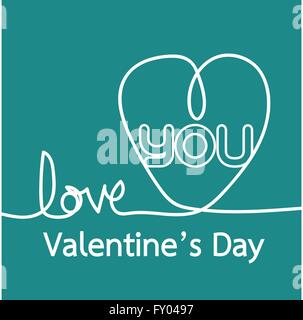 Carte de Saint Valentin coeur et ligne Illustration de Vecteur