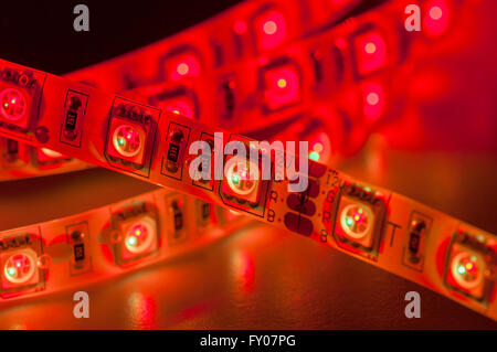 Close up Red led light strip rgb Banque D'Images