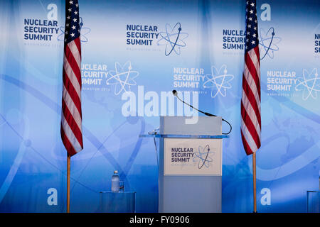 2016 Sommet sur la sécurité nucléaire le président's lutrin - Washington, DC USA Banque D'Images