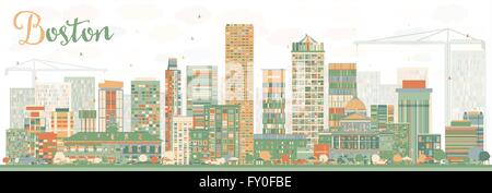 Résumé Boston Skyline avec la couleur des bâtiments. Vector Illustration. Les voyages d'affaires et tourisme Concept avec des bâtiments modernes. Illustration de Vecteur