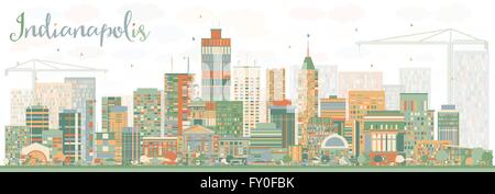 Résumé Indianapolis Skyline avec la couleur des bâtiments. Vector Illustration. Les voyages d'affaires et tourisme Concept Illustration de Vecteur