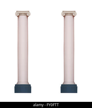 Deux colonne classique architectural isolé sur fond blanc Banque D'Images