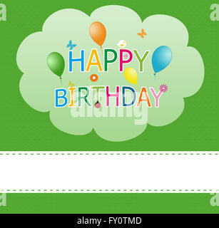 Carte de vœux pour l'heureux anniversaire avec des ballons colorés Banque D'Images