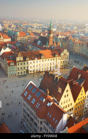 La place du marché, Wroclaw, Pologne, Europe Banque D'Images