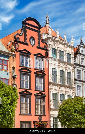 Gdansk, tenement maisons sur le marché depuis longtemps, Pologne Banque D'Images