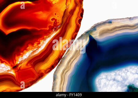 Close-up de l'agate pierres sur fond blanc Banque D'Images