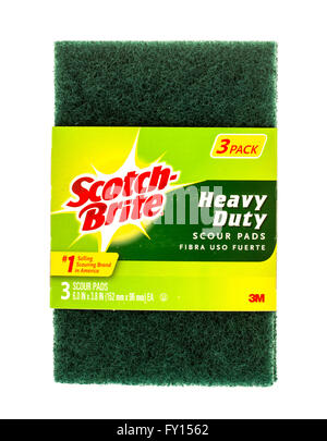 Winneconne, WI 19 Sept 2015 : Package de scotch brite pads d'affouillement à usage intensif. Banque D'Images