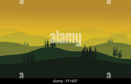Matin brumeux à vecteur Montagne Illustration de Vecteur