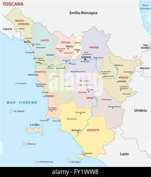Carte administrative de la Toscane Illustration de Vecteur