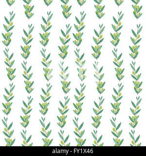 L'aquarelle transparente avec des branches d'oliviers. Illustration sur fond blanc. Nature et Bio concept. Produit naturel. Banque D'Images