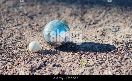 Balle gagnante dans un jeu de boules Banque D'Images