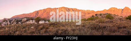 Les montagnes magnifiques border Elandsberg ferme, Bo Herman, Afrique du Sud. Banque D'Images