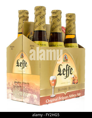 Winneconne, WI -3 nov 2015 : six-pack de Leffe la bière. Banque D'Images