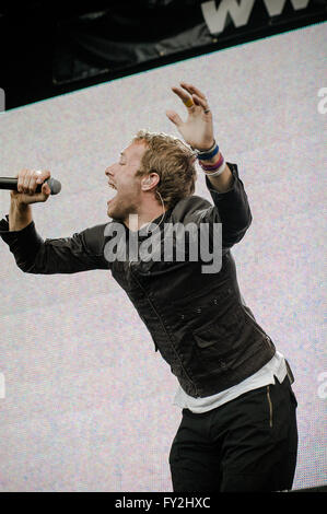 8 Live Hyde Park , , Londres. Chris Martin de Coldplay en tournée. Banque D'Images