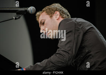 8 Live Hyde Park , , Londres. Chris Martin de Coldplay en tournée. Banque D'Images