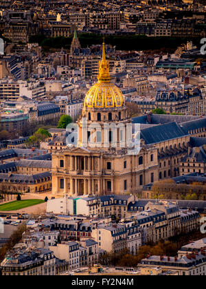 Vue aérienne des Invalides, Paris, France. Banque D'Images