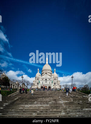 La basilique du Sacré-Cœur de Paris, communément connu sous le nom de Basilique du Sacré-Cœur et souvent tout simplement Sacré-Cœur Banque D'Images