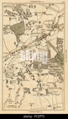 BRENTWOOD : Upminster, peu/Great Warley, Childerditch Shenfield, 1786, la carte Banque D'Images